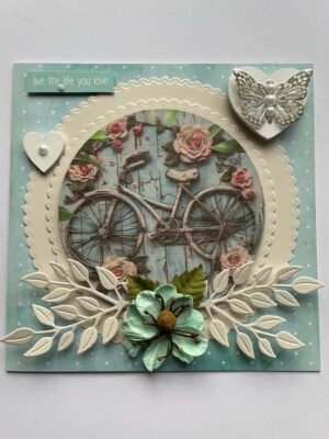 Shabby Vintage Bicycle Luxury Handmade Greeting Card FREE PERSONALISATION