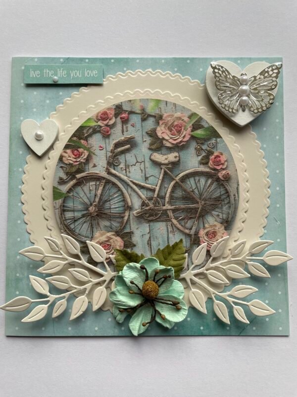 Shabby Vintage Bicycle Luxury Handmade Greeting Card FREE PERSONALISATION