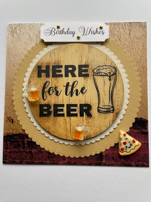 BEER Themed Handmade Birthday Greeting Card & Envelope FREE PERSONALISATION