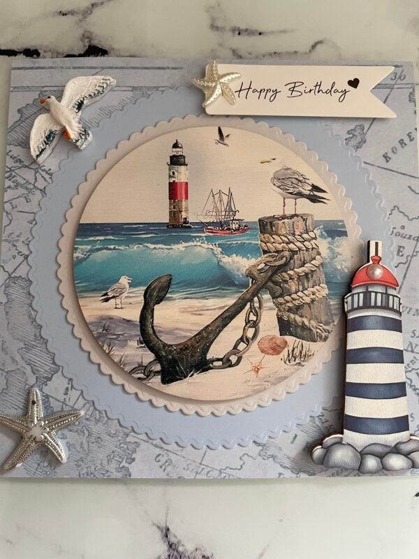 Luxury Coastal Nautical Handmade Card & Envelope FREE PERSONALISATION