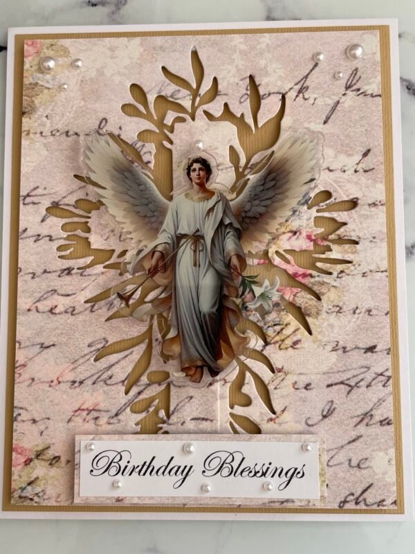Luxury BIRTHDAY BLESSINGS Cross Angel Card Topper