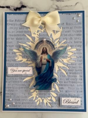 Luxury Religious God Jesus SPECIAL & BLESSED Handmade Card Topper