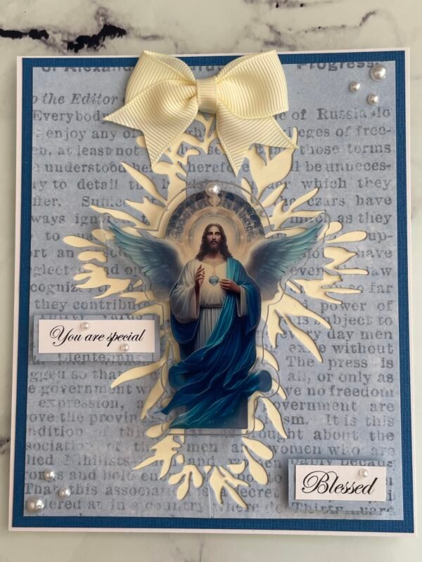 Luxury Religious God Jesus SPECIAL & BLESSED Handmade Card Topper
