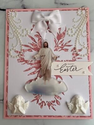 Luxury Easter Handmade Card Topper Jesus & Angels/Cherubs