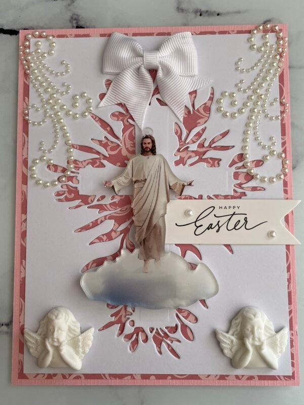 Luxury Easter Handmade Card Topper Jesus & Angels/Cherubs