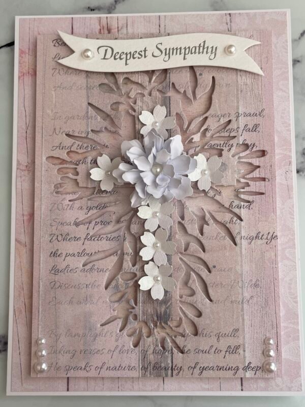 DEEPEST SYMPATHY 3D Handmade Cross Card Topper