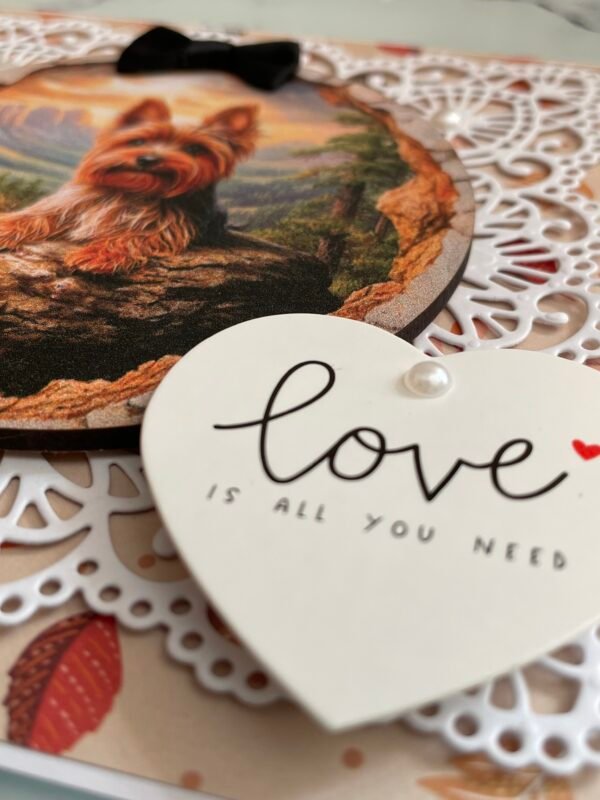 6x6" Luxury Handmade Card Topper Yorkshire Terrier Dog - Image 4