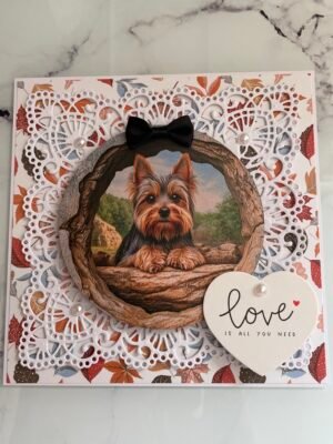 6x6" Luxury 3D Handmade Card Topper Yorkshire Terrier Dog