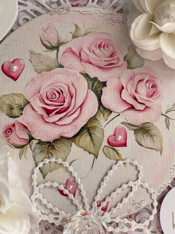 6x6" Luxury Shabby Pink Roses Birthday Card Topper - Image 2