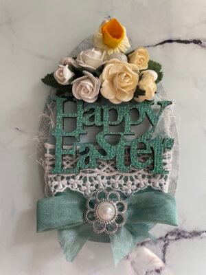 Luxury TEAL Easter Egg card Topper 6X4"
