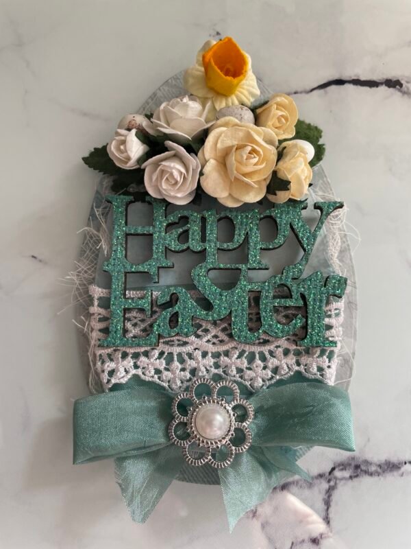 Luxury TEAL Easter Egg card Topper 6X4"