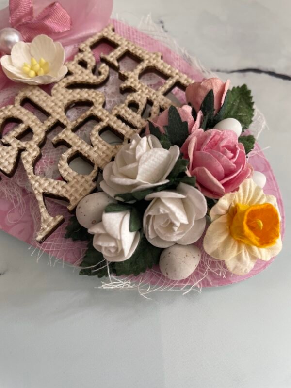 Luxury PINK Easter Egg Handmade Card Topper 6x4" - Image 2