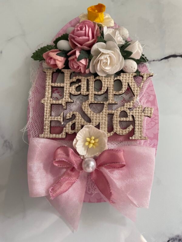 Luxury PINK Easter Egg Handmade Card Topper 6x4"