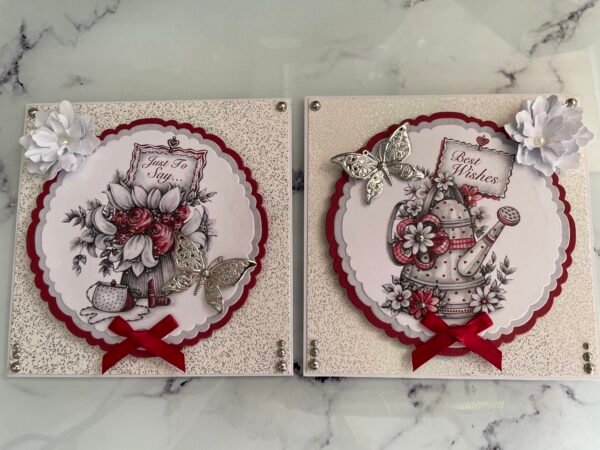 2 X 5X5" All Occasion 3D Handmade card Toppers FLORAL WISHES - Image 2