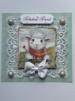 6X6" 3D Handmade Card Topper SHEEP FABULOUS FRIEND