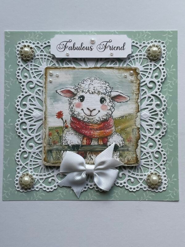 6X6" 3D Handmade Card Topper SHEEP FABULOUS FRIEND