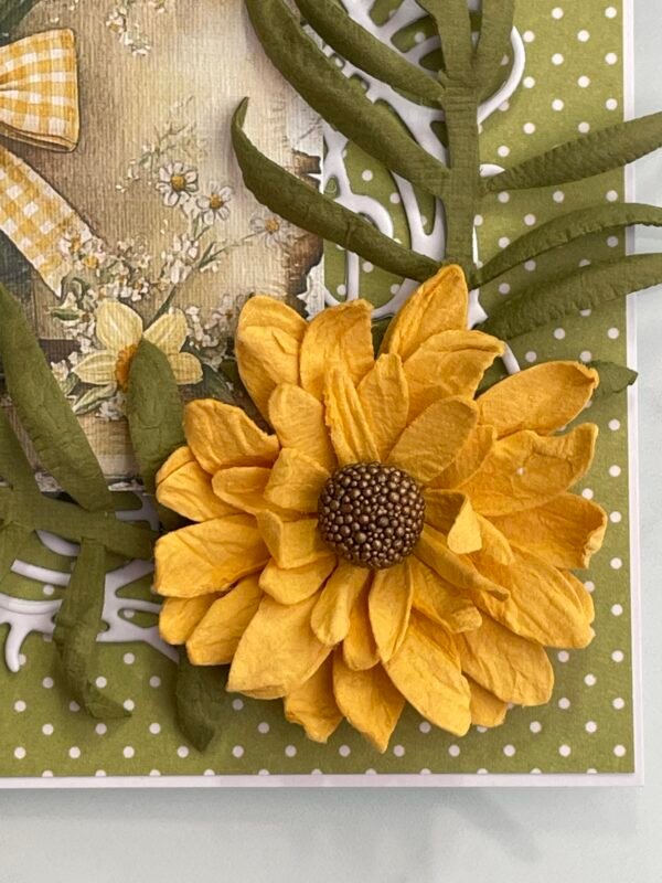 6x6" Luxury Handmade 3D Greeting Card Topper SPRING DAFFODILS BEE'S - Image 6