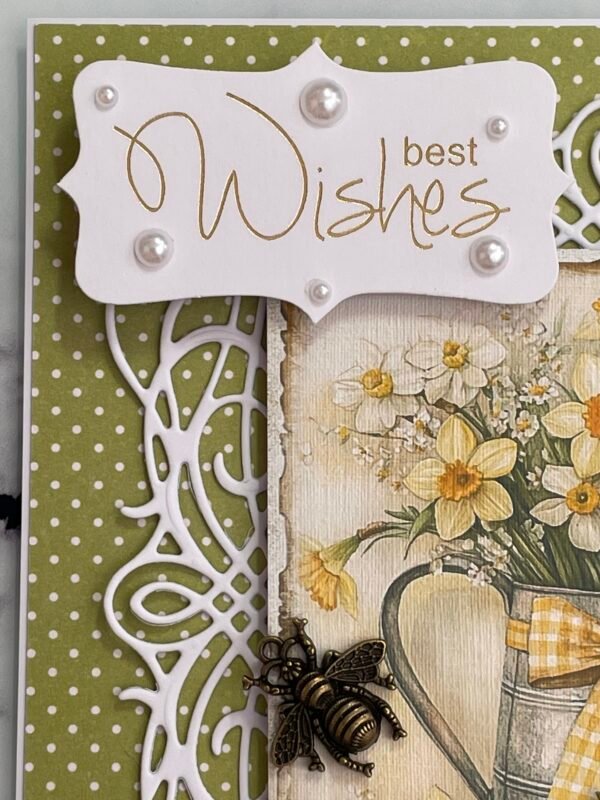 6x6" Luxury Handmade 3D Greeting Card Topper SPRING DAFFODILS BEE'S - Image 5