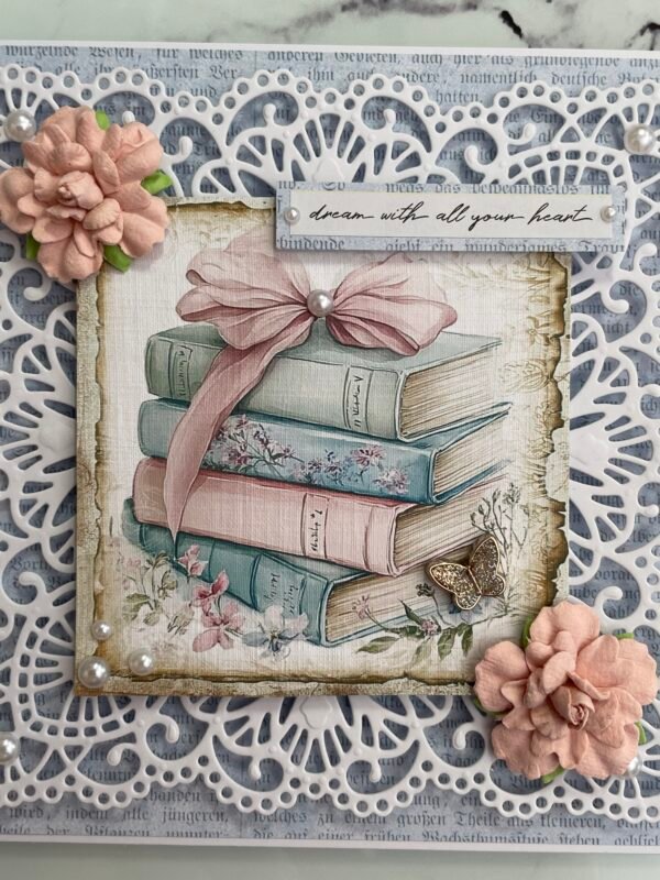 6x6" 3D Inspirational Shabby Handmade Card Topper BOOKS - Image 8
