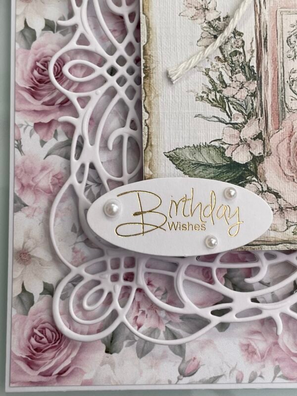 6x6" 3D Shabby Handmade Card Topper VINTAGE PERFUME BOTTLE BIRTHDAY WISHES - Image 4