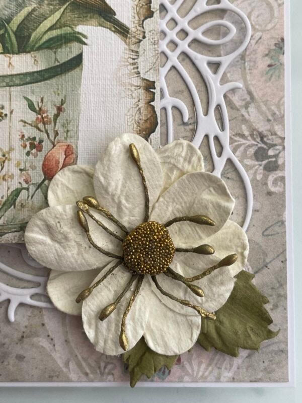6x6" Luxury 3D Shabby Handmade Card Topper SPRING ROBIN & DAFFODILS - Image 4