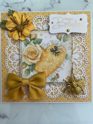 6X6" Luxury 3D Handmade Honey Bee Heart Topper BIRTHDAY