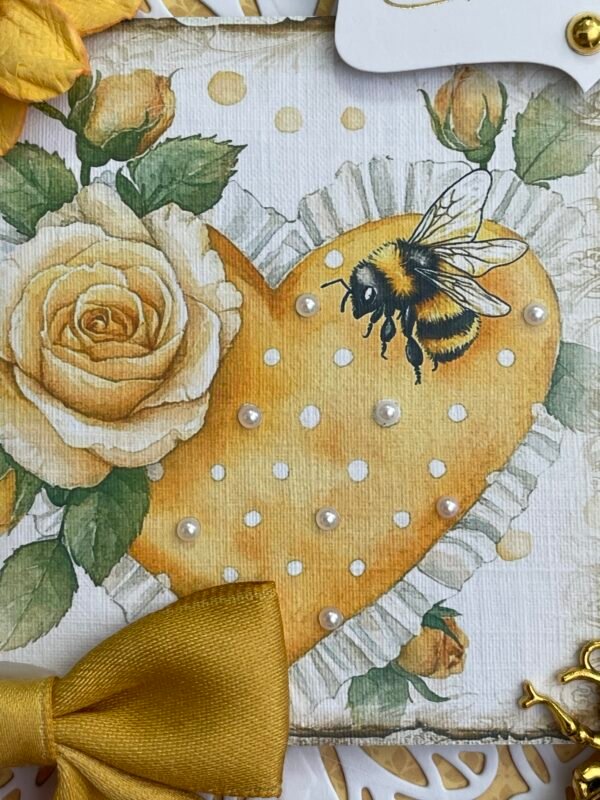 6X6" Luxury 3D Handmade Honey Bee Heart Topper BIRTHDAY - Image 2