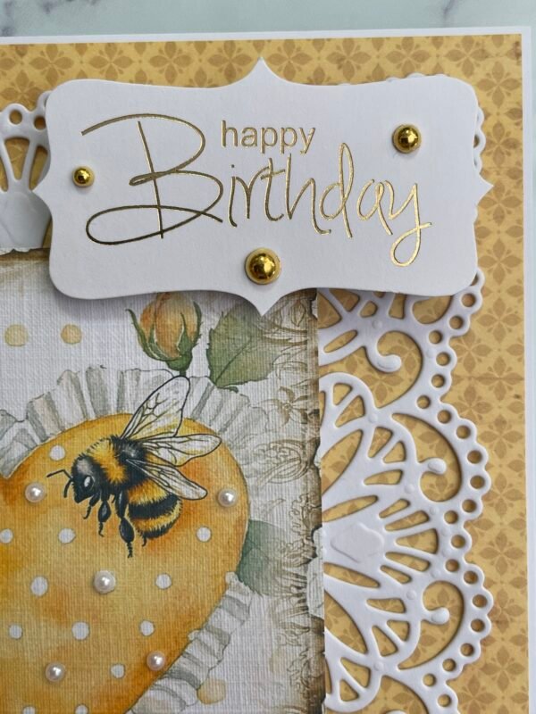 6X6" Luxury 3D Handmade Honey Bee Heart Topper BIRTHDAY - Image 6