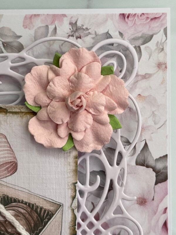 6x6" Luxury 3D Shabby Handmade Card Topper BOX OF CHOCOLATES - Image 6