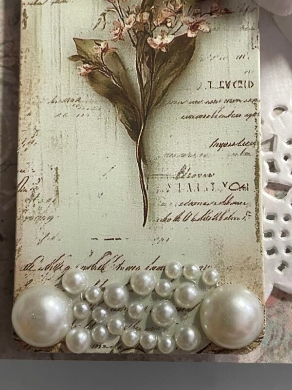 Luxury 3D Shabby Floral Birthday Card - Pearls - Roses. Size A6 - Image 3