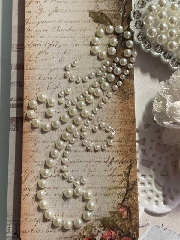 Luxury Shabby Greeting card & Envelope HEART - PEARLS - SENDING LOVE - Image 3