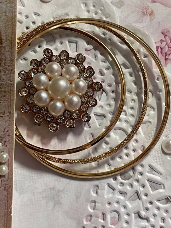 Luxury 3D Handmade Shabby Birthday Card & Envelope. Pearls & Roses. Size A6 - Image 2