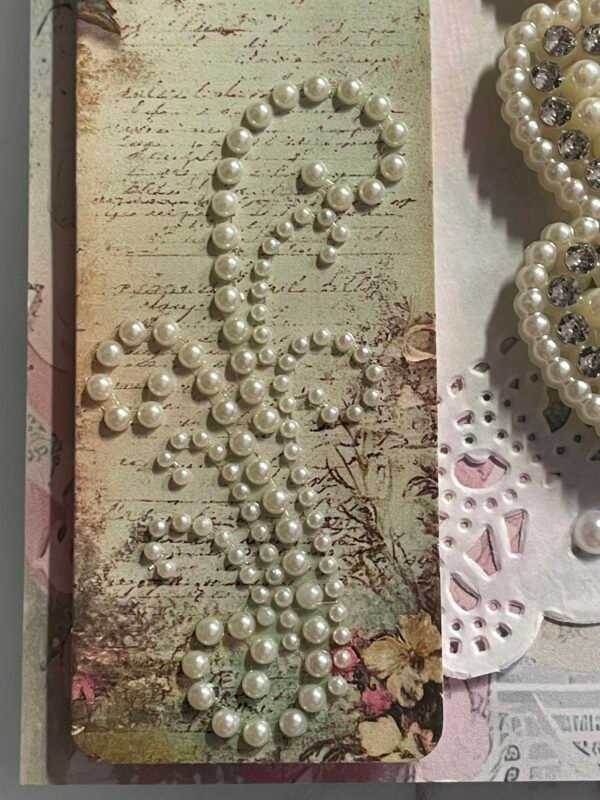 Luxury Floral Rose PEARL HEARTS - WITH LOVE - Greeting Card & Envelope - Image 3