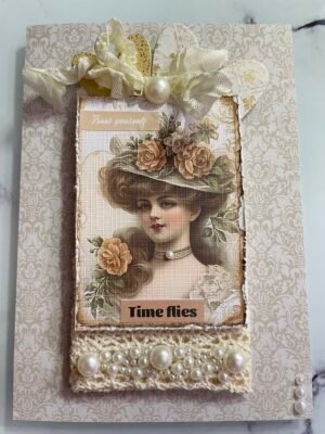 Vintage Lady Shabby Greeting Card and Envelope. Size A6