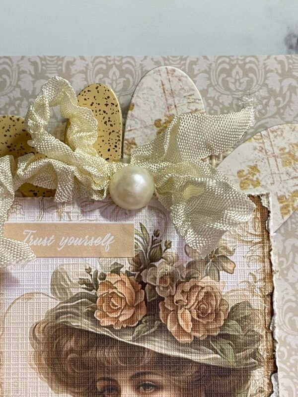 Vintage Lady Shabby Greeting Card and Envelope. Size A6 - Image 3