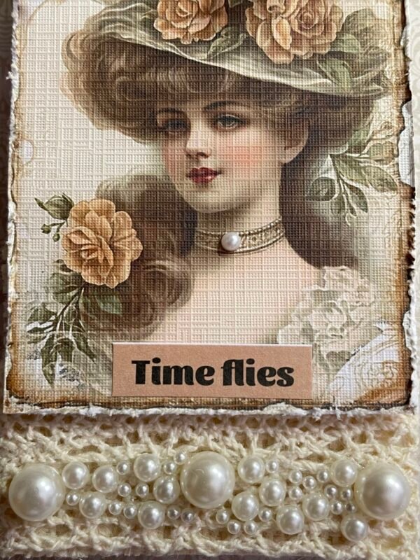 Vintage Lady Shabby Greeting Card and Envelope. Size A6 - Image 2