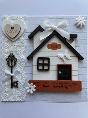 6X6" Luxury Wooden Handmade Card Topper NEW HOME 2025