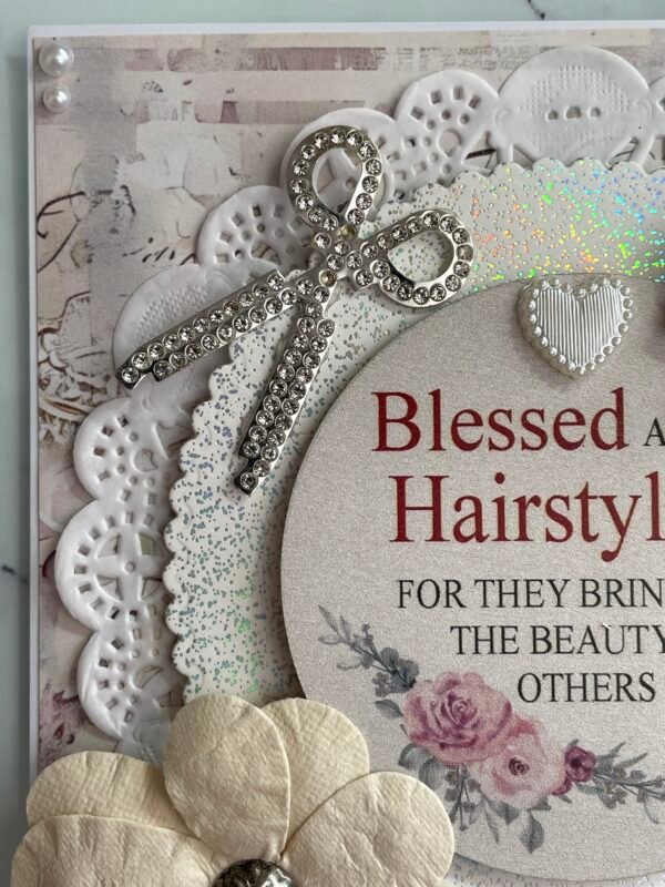 6x6" Luxury Shabby Handmade Card Topper HAIRDRESSER - HAIR STYLIST - Image 7