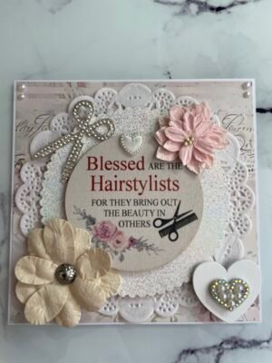 6x6" Luxury Shabby Handmade Card Topper HAIRDRESSER - HAIR STYLIST