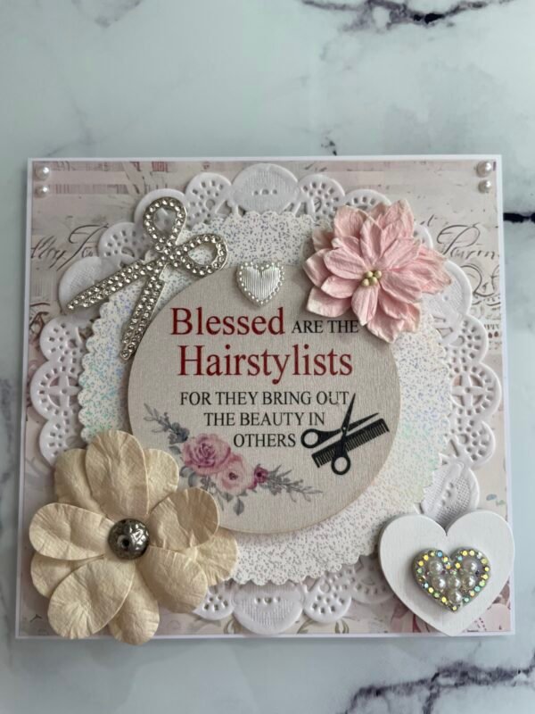 6x6" Luxury Shabby Handmade Card Topper HAIRDRESSER - HAIR STYLIST