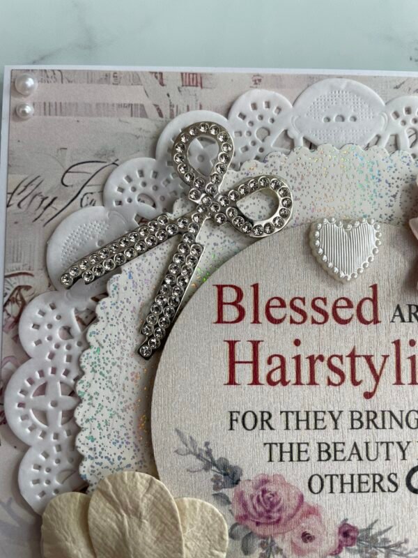 6x6" Luxury Shabby Handmade Card Topper HAIRDRESSER - HAIR STYLIST - Image 2