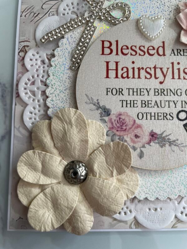 6x6" Luxury Shabby Handmade Card Topper HAIRDRESSER - HAIR STYLIST - Image 3