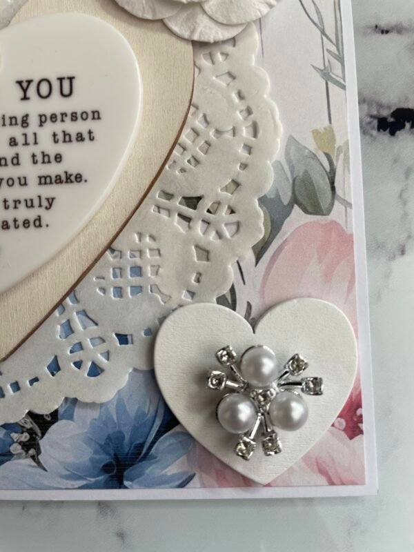6X6" Luxury Shabby Handmade Card Topper - THANK YOU - LOVE - Image 6