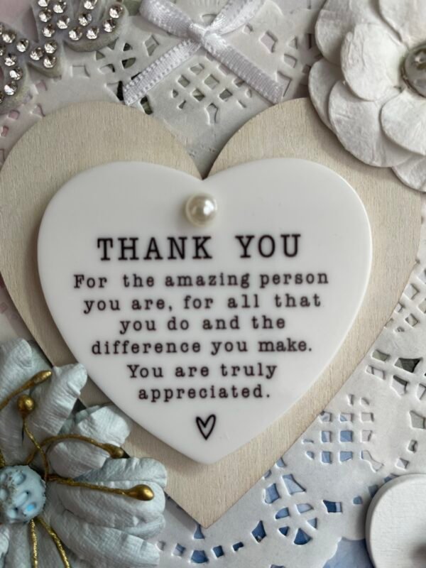 6X6" Luxury Shabby Handmade Card Topper - THANK YOU - LOVE - Image 5