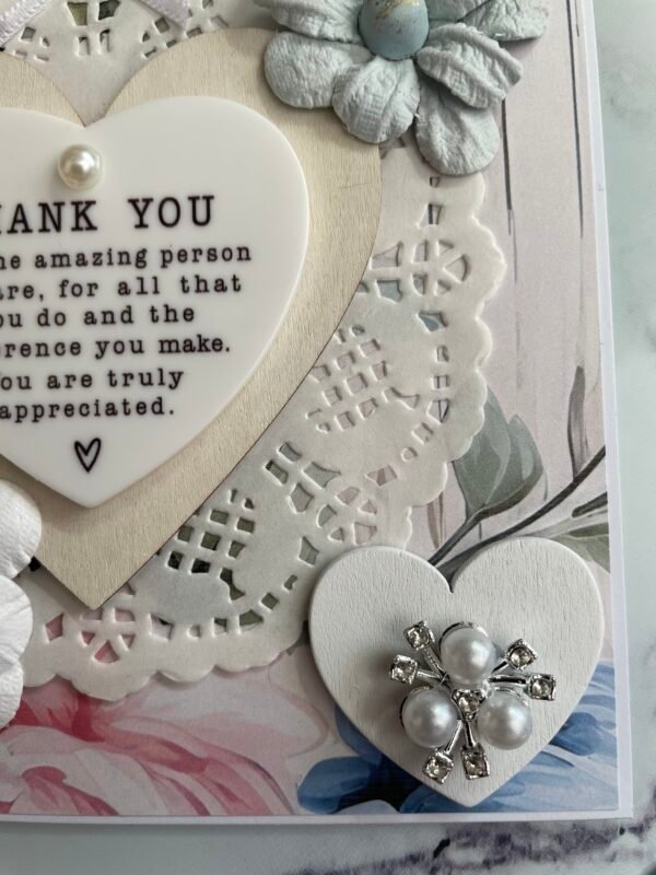 6x6" Luxury Shabby Floral Handmade Card Topper - THANK YOU - LOVE - Image 5