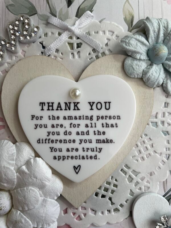 6x6" Luxury Shabby Floral Handmade Card Topper - THANK YOU - LOVE - Image 2
