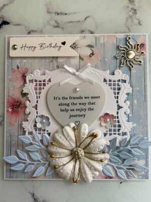6X6" Luxury Distressed Handmade Card Topper - BIRTHDAY & FRIENDSHIP