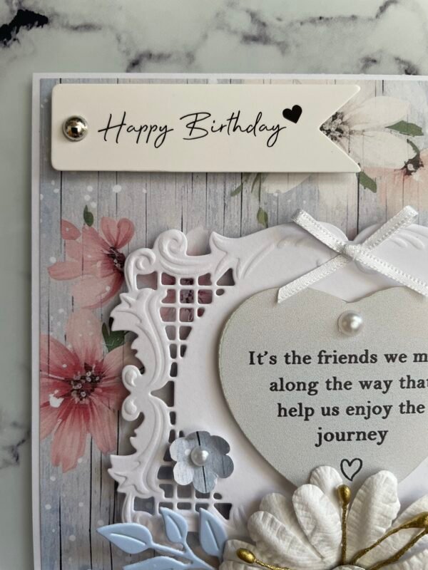 6X6" Luxury Distressed Handmade Card Topper - BIRTHDAY & FRIENDSHIP - Image 4