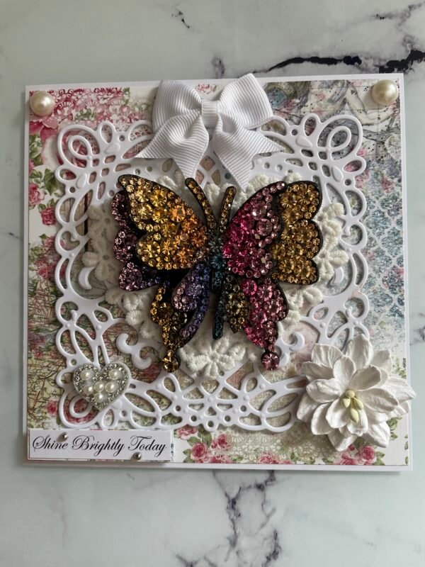 6x6" Luxury 3D Handmade Card Topper - JEWEL GEMSTONE BUTTERFLY - Image 9