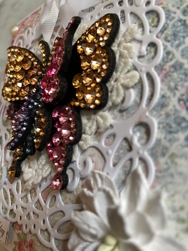 6x6" Luxury 3D Handmade Card Topper - JEWEL GEMSTONE BUTTERFLY - Image 3